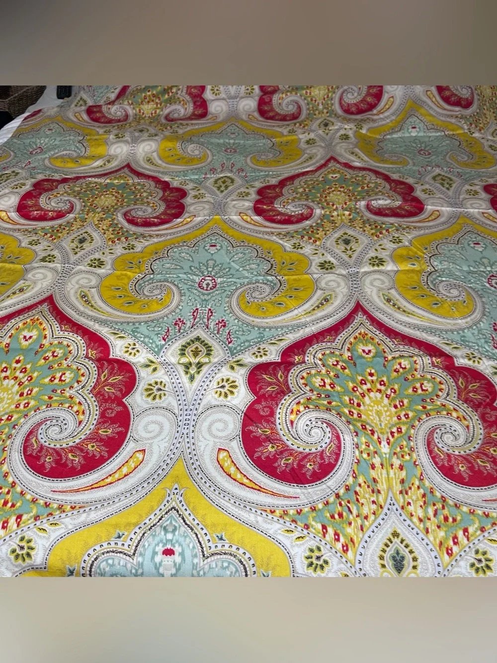 ECHO Jaipur Shower Curtain Boho Paisley Red Yellow Green Cotton Fabric